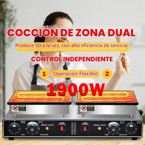 Vista 3 de Mini máquina eléctrica de panqueques de 1900 W, 50 piezas comerciales, mini panqueques holandeses, parrilla holandesa de 1.8 pulgadas