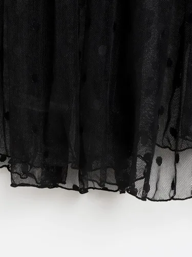 Vista 4 de SheIn Falda larga de malla transparente de cintura alta con purpurina para mujer