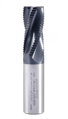 Vista 11 de Accusize Industrial Tools Diente fino M42 8% cobalto Tialn desbaste molino de extremo, 1 '' de diámetro, 1 '' diámetro del vástago, 2 '' longitud