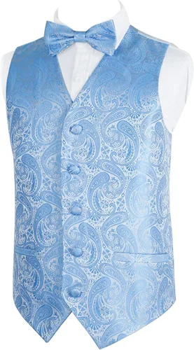 Vista 53 de Alizeal Conjunto de 2 piezas de corbata de lazo preatada de jacquard de cachemira con estampado floral clásico para niños