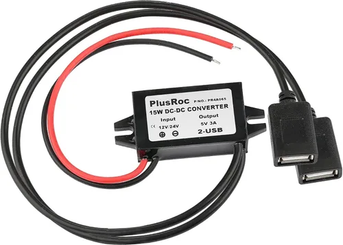 Vista 10 de PlusRoc - Convertidor impermeable DC 12V/24V a 5V 3A, enchufe macho CC de 0.217x0.083 in Stable 5V/3A Output, Waterproof Sealed Enclosure