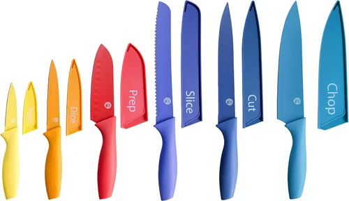 Vista 10 de MasterChef - Juego de cuchillos de cocina con bloque, 6 cuchillos de cocina y un soporte universal para cuchillos, hojas de acero inoxidable extra