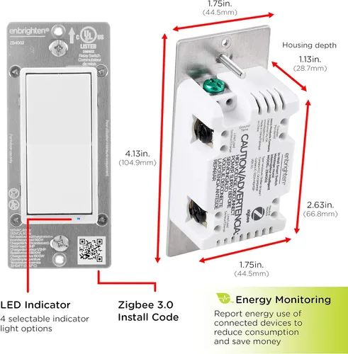Vista 5 de Interruptor de luz inteligente Zigbee Enbrighten, QuickFit y SimpleWire, se empareja directamente con Echo Show 10, Echo Studio