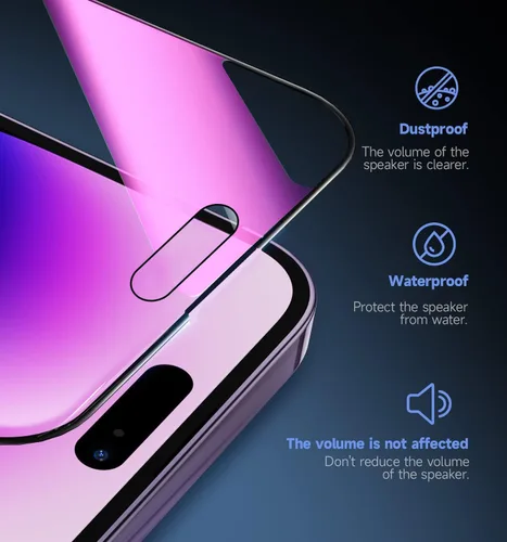 Vista 3 de Paquete de 2 protectores de pantalla de privacidad compatibles con iPhone 14 Pro Max de 25 grados, vidrio templado antiespía, marco de fácil Para