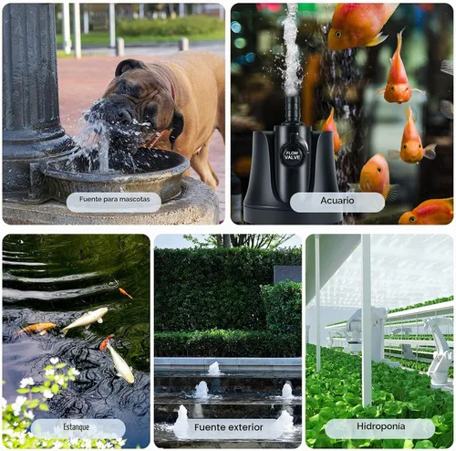 Vista 7 de AQQA Bomba de agua sumergible para acuario de 265-800 GPH con interruptor ajustable, eliminación de agua y bomba de limpieza de sumidero de drenaje