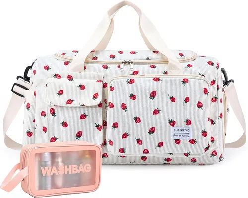 Vista 35 de Bolsa de Gimnasio Pequeña para Mujer, Bolsa de Lona de Viaje, Bolsa de Fin de Semana con Compartimento para Zapatos