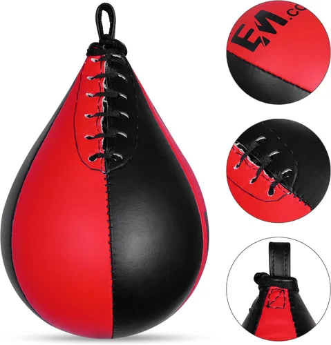 Vista 2 de Boxing Speed Bag - Saco de boxeo de velocidad con giro resistente, bolsas de boxeo de cuero duraderas ideales para entrenamiento de reflejos, pelota