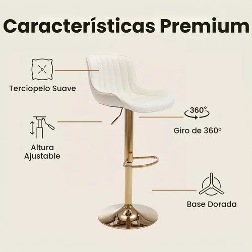 Vista 4 de ECHINGLE Juego de 2 taburetes de bar de terciopelo, taburetes de bar giratorios de altura de mostrador con respaldo y altura ajustable, modernos