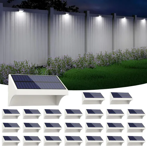 Vista 11 de NIORSUN Luces de valla para exteriores, paquete de 6 luces solares LED impermeables para valla con batería de 1500 mAh, blanco cálido/blanco Negro