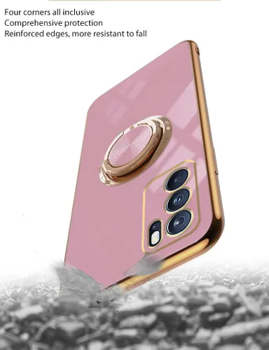 Vista 4 de Funda compatible con Reno 6 0.18 oz, soporte de anillo magnético, Reno 6 0.18 oz, funda de silicona a prueba de golpes, cubierta delgada de lujo