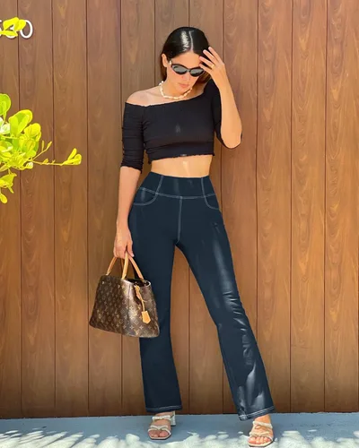Vista 3 de G4Free Pantalones de yoga con corte de bota con 4 bolsillos, leggings acampanados para mujer, pantalones de vestir casuales de cintura alta