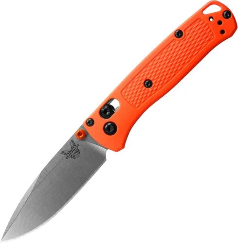 Vista 2 de Benchmade - Mini Bugout, al aire libre, cuchillo plegable EDC, hoja de punto de caída con mango de fibra de carbono negro (533-3)