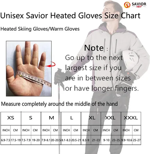 Vista 7 de SAVIOR HEAT Guantes térmicos para hombres y mujeres, guantes eléctricos recargables, guantes de esquí con calefacción y guantes de snowboard