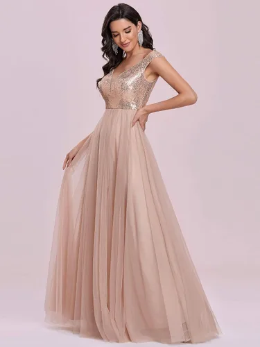 Vista 4 de Ever-Pretty Vestido formal de noche con lentejuelas y cuello en V para mujer 0277