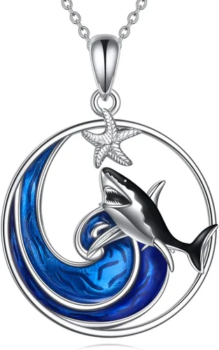 Vista 7 de AXELUNA Collar de plata de ley con ondas oceánicas para mujeres, niñas, madre y esposa Collar de brújula