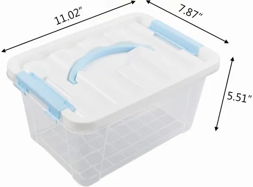 Vista 2 de Gloreen Contenedores de almacenamiento transparentes de 6 cuartos de galón Azul