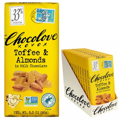 Vista 11 de Chocolove XOXO Avellanas en barra de chocolate con leche - Barra de 3.2 oz