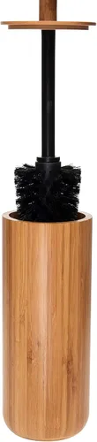 Vista 5 de Bath Bliss Colección redondeada de bambú natural, cepillo para inodoro, accesorios a juego para decorar tu baño, alto (10029-NATURAL)