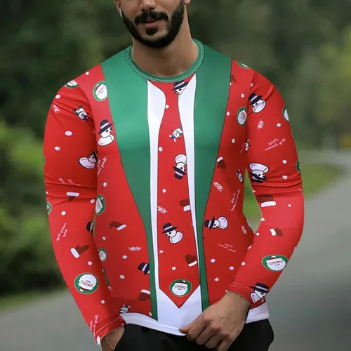 Vista 2 de 3D Funny Graphic Printed Pullover for Men Novelty Long Sleeve Sweatshirt Casual Slim Fit Shirts Blouse Gifts Tops