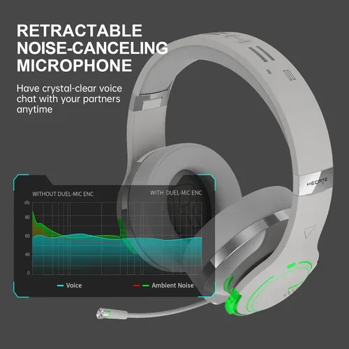 Vista 5 de Edifier G5BT Auriculares Bluetooth para juegos auriculares con cable sobre la oreja con micrófono gris