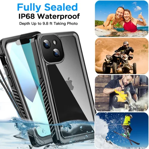 Vista 6 de AICase Funda impermeable para iPhone 13 Mini de 5.4 pulgadas, a prueba de nieve, a prueba de polvo, a prueba de golpes, con certificación IP68