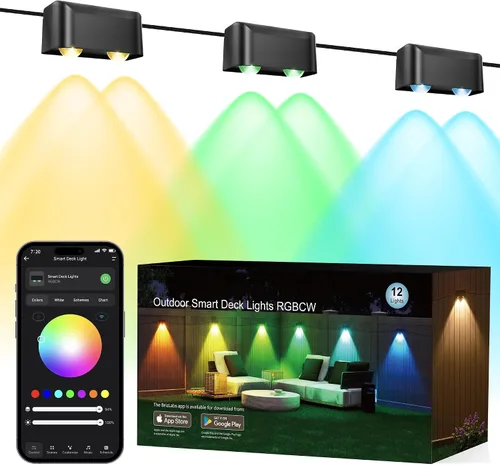 Vista 16 de Brizled RGBCW - Luces de valla inteligentes, luces de cubierta para exteriores con aplicación y control de voz, iluminación de valla que cambia