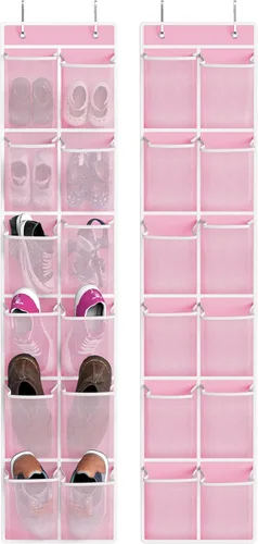 Vista 7 de Simple Houseware 24 Bolsillos - 2PK 12 Bolsillos Grandes Organizador de Zapatos Colgante para Puerta, Negro