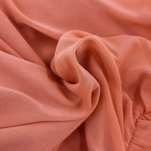 Vista 6 de Pofash Vestido para mujer sexy, entallado y con un hombro descubierto, longitud por debajo de la rodilla, de tul fruncido, para fiesta y cóctel