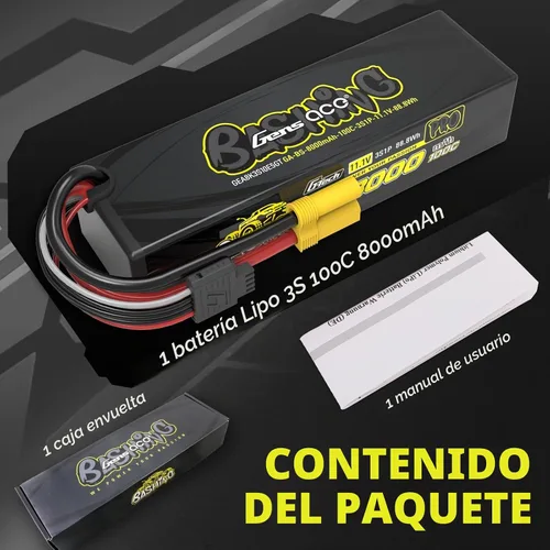 Vista 4 de Gens ace G-Tech Bashing Pro 11.1V 100C 8000mah 3S Lipo Batería con EC5 Plug para RC Car RC Truck