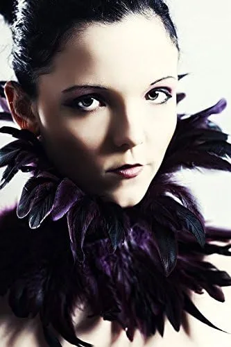 Vista 2 de L'vow - Gargantilla estilo victoriano de plumas naturales para Halloween Cosplay