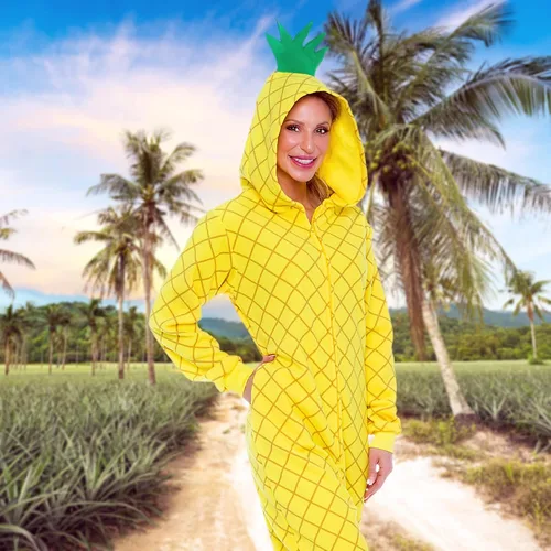 Vista 2 de Slim Pineapple and Avocado Adult Onesie - Food Halloween Costume - One Piece Cosplay Suit for Adults Women and Men FUNZIEZ