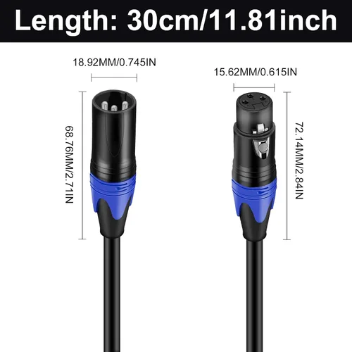 Vista 7 de Poyiccot XLR - Cable divisor de 1 hembra a 2 macho, cable divisor XLR Y de 3 pines, cable combinador en Y, adaptador de audio de micrófono