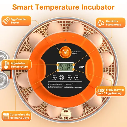 Vista 5 de Egg Incubators for Hatching Eggs, 18 Egg Incubator with Automatic Egg Turning and Humidity Control Incubator for Chicken Duck Quail Home Lab