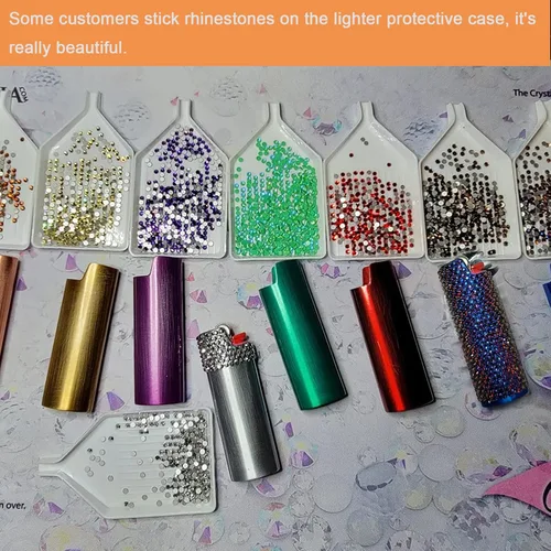 Vista 2 de Juego de 8 piezas de metal encendedor caso cubierta titular para BIC tamaño completo encendedor J6