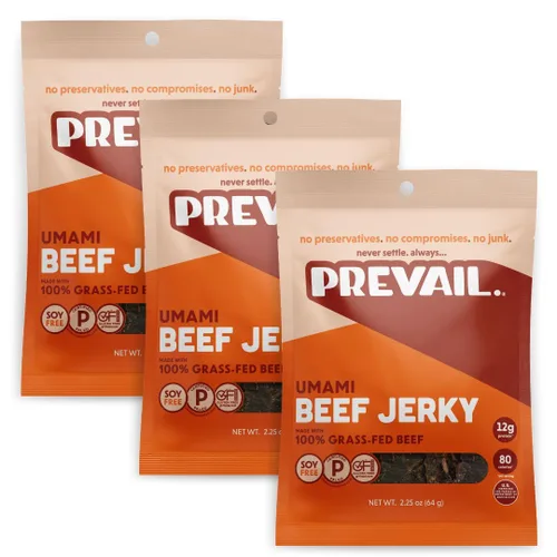 Vista 11 de Charqui de pavo de pastoreo, de PREVAIL - ¡Bajo en sodio y sin gluten! Paquete de (3) bolsas Nuestro charqui gourmet está certificado paleo