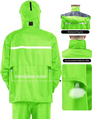 Vista 5 de iCreek Rain Suit Waterproof Jacket and Trouser Suit Raincoat for Men and Women Outdoor All-Sport Breathable Anti-storm