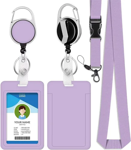 Vista 35 de Cordones azul bebé para llaves Portador de Insignias, Carrete de Insignias Retráctil con Clip de Mosquetón y Cordón Desmontable, Linda Tarjeta