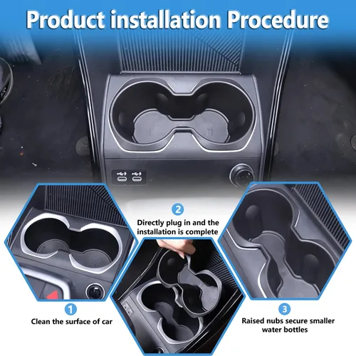 Vista 5 de Caja organizadora para portavasos de automóvil compatible con BMW X1 U11 2023 2024 TPE, 1 unidad, bandeja de almacenamiento de llenado inferior
