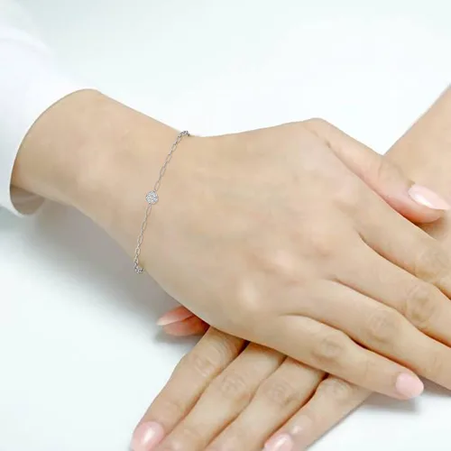 Vista 4 de Pulsera de eslabones de diamantes naturales de oro blanco y amarillo de 14 quilates para mujer, viene con cierre de langosta seguro y ajuste