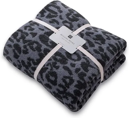 Vista 20 de MH MYLUNE HOME Manta de leopardo ultra suave, color blanco y negro, 50 x 60 pulgadas Reversible Cheetah Print Blanket, Comfy Fluffy Fuzzy Plush