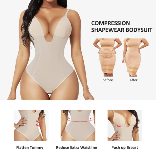 Vista 3 de FeelinGirl Body moldeador de tanga para mujer, control de abdomen, moldeador de cuerpo, fajas colombianas, corsé de entrenamiento de cintura