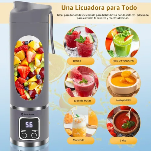 Vista 2 de EASYSPEED - Licuadora portátil eléctrica USB-C, exprimidor personal de 16.9 fl oz para batidos, 12 cuchillas, 1500 mAh recargable, sin BPA Azul