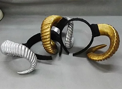 Vista 4 de Qhome - Diadema gótica de cuerno de oveja punk, diseño de animales del bosque, fotografía, cosplay, accesorios para fotos steampunk