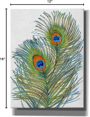 Vista 3 de Epic Graffiti 'Vivid Peacock Feathers I' por Tim O'Toole, lienzo para pared, 12 x 16 pulgadas