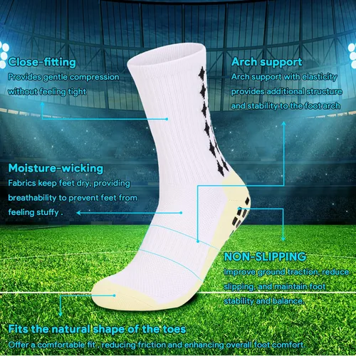 Vista 2 de L04AYABY Grip Socks - Calcetines deportivos de fútbol para hombre, antideslizantes, calcetines acolchados para correr, fútbol, paquete de 134