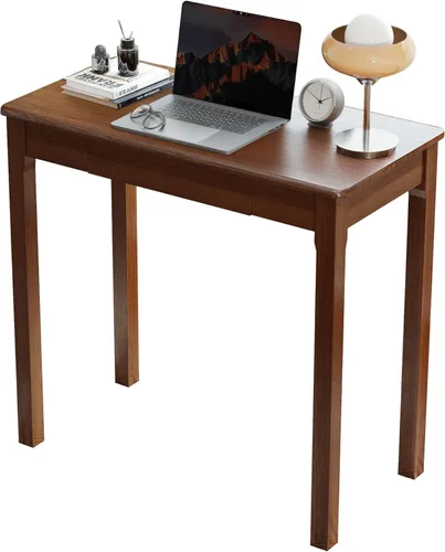Vista 16 de Escritorio de madera maciza con cajones, escritorios estrechos simples de 24 x 16 pulgadas, mesa de estudio de madera de goma, escritorio pequeño