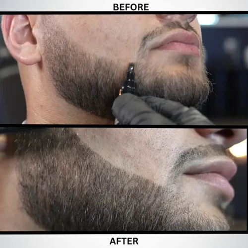 Vista 5 de OMWAH Relleno de lápiz para barba y cejas para hombre, resistente al agua, cepillo para barba, acabado natural de larga duración (marrón oscuro)