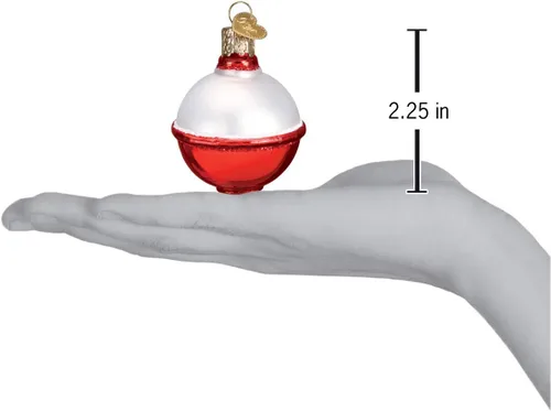 Vista 3 de Old World Christmas Adorno de cristal soplado de pesca Bobber para árbol de Navidad, decoración navideña artesanal, colección de pescadores