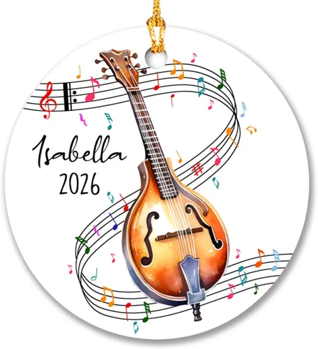 Vista 18 de Adorno de acordeón personalizado de Navidad con nombre, adorno de acordeón personalizado para árbol de Navidad 2026, adorno de acordeón