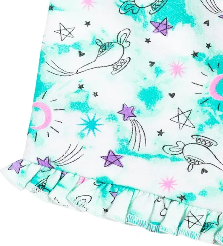 Vista 4 de Disney Frozen Moana Princess Tiana - Conjunto de camiseta floral y pantalones cortos de rizo francés para niños pequeños y grandes